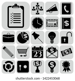 Set of 22 business high quality symbols or icons. Collection. Detailed design. Vector Illustration.