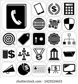 Set of 22 business high quality symbols or icons. Collection. Detailed design. Vector Illustration.