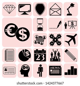 Set of 22 business high quality icons. Collection. Amazing desing. Vector Illustration.