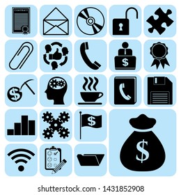 Set of 22 business high quality icons or symbols. Collection. Detailed design. Vector Illustration.