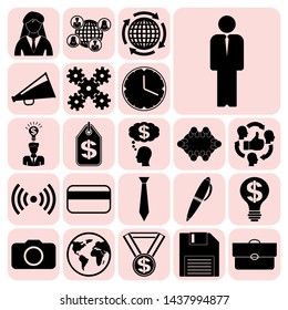 Set of 22 business high quality symbols. Collection. Flat design. Vector Illustration.