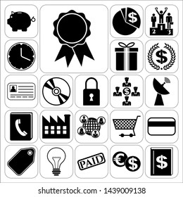 Set of 22 business high quality symbols or icons. Collection. Amazing desing. Vector Illustration.