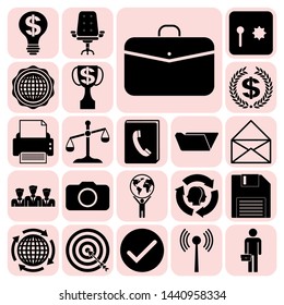  Set of 22 business high quality icons or symbols. Collection. Flat design. Vector Illustration.