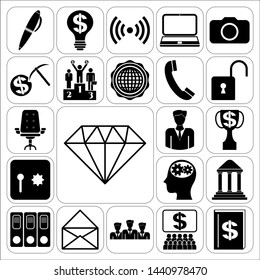 Set of 22 business high quality symbols or icons. Collection. Flat design. Vector Illustration.