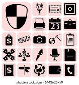 Set of 22 business high quality symbols or icons. Collection. Detailed design. Vector Illustration.