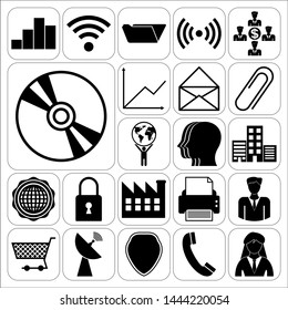 Set of 22 business high quality symbols. Collection. Detailed design. Vector Illustration.