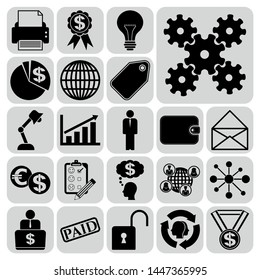 Set of 22 business high quality symbols or icons. Collection. Flat design. Vector Illustration.