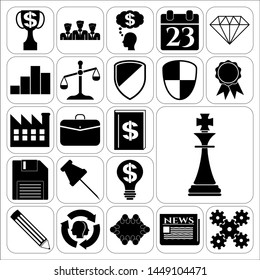 Set of 22 business high quality symbols or icons. Collection. Amazing desing. Vector Illustration.