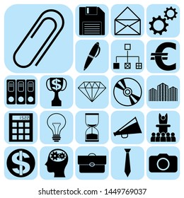 Set of 22 business high quality symbols. Collection. Flat design. Vector Illustration.