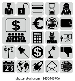 Set of 22 business high quality symbols. Collection. Flat design. Vector Illustration.