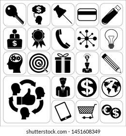 Set of 22 business high quality icons. Collection. Amazing desing. Vector Illustration.