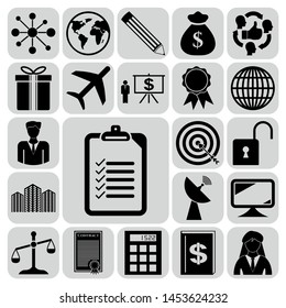 Set of 22 business high quality symbols or icons. Collection. Detailed design. Vector Illustration.