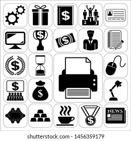 Set of 22 business high quality symbols or icons. Collection. Detailed design. Vector Illustration.
