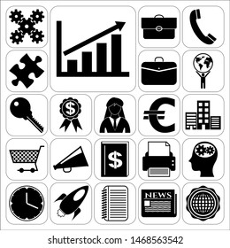 Set of 22 business high quality icons or symbols. Collection. Detailed design. Vector Illustration.
