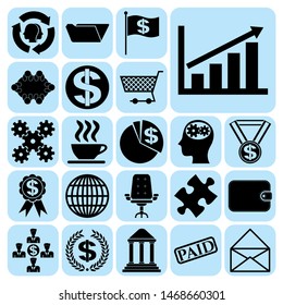 Set of 22 business high quality symbols or icons. Collection. Amazing desing. Vector Illustration.