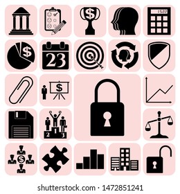 Set of 22 business high quality icons. Collection. Amazing desing. Vector Illustration.