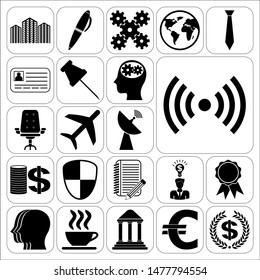 Set of 22 business high quality icons. Collection. Detailed design. Vector Illustration.