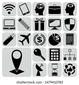 Set of 22 business high quality symbols or icons. Collection. Amazing desing. Vector Illustration.