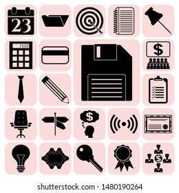 Set of 22 business high quality icons or symbols. Collection. Detailed design. Vector Illustration.