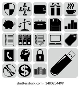 Set of 22 business high quality icons or symbols. Collection. Amazing desing. Vector Illustration.