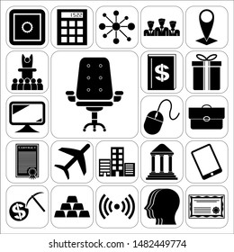 Set of 22 business high quality symbols or icons. Collection. Amazing desing. Vector Illustration.
