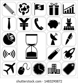 Set of 22 business high quality icons or symbols. Collection. Detailed design. Vector Illustration.