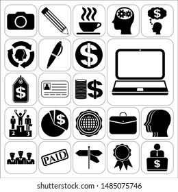 Set of 22 business high quality icons. Collection. Flat design. Vector Illustration.
