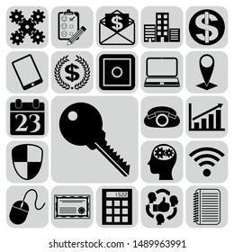 Set of 22 business high quality icons or symbols. Collection. Detailed design. Vector Illustration.