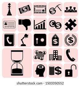 Set of 22 business high quality symbols. Collection. Flat design. Vector Illustration.