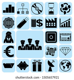 Set of 22 business high quality icons or symbols. Collection. Detailed design. Vector Illustration.