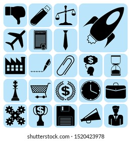 Set of 22 business high quality icons or symbols. Collection. Amazing desing. Vector Illustration.