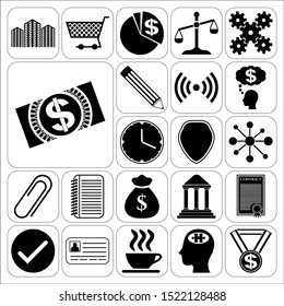 Set of 22 business high quality symbols. Collection. Detailed design. Vector Illustration.