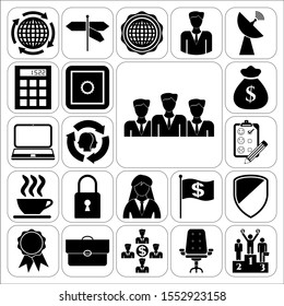 Set of 22 business high quality symbols. Collection. Flat design. Vector Illustration.