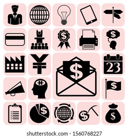 Set of 22 business high quality symbols. Collection. Flat design. Vector Illustration.