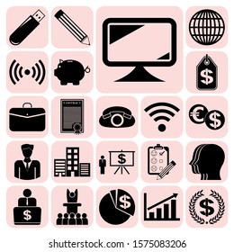 Set of 22 business high quality icons or symbols. Collection. Amazing desing. Vector Illustration.