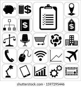 Set of 22 business high quality icons. Collection. Amazing desing. Vector Illustration.