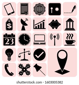 Set of 22 business high quality icons. Collection. Detailed design. Vector Illustration.