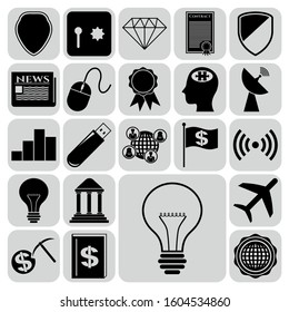 Set of 22 business high quality symbols. Collection. Flat design. Vector Illustration.