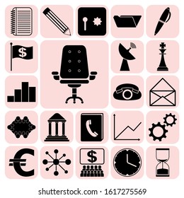 Set of 22 business high quality symbols. Collection. Detailed design. Vector Illustration.