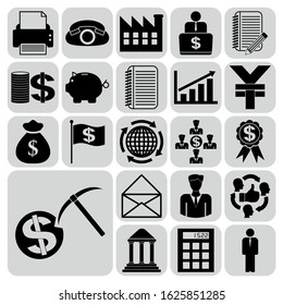 Set of 22 business high quality symbols or icons. Collection. Amazing desing. Vector Illustration.