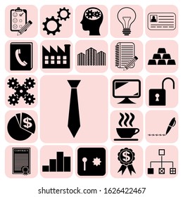 Set of 22 business high quality icons or symbols. Collection. Detailed design. Vector Illustration.
