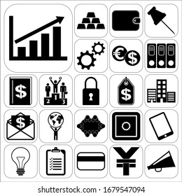 Set of 22 business high quality icons. Collection. Amazing desing. Vector Illustration.