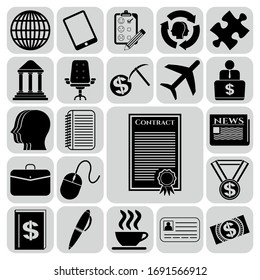 Set of 22 Business high quality icons. Flat design. 