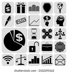 Set of 22 Business high quality symbols. Flat design. 