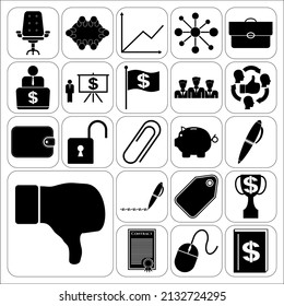 Set of 22 Business high quality symbols. Flat design. 