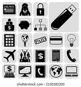 Set of 22 Business high quality symbols. Flat design. 
