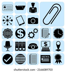 Set von 22 Business-Symbole in hoher Qualität. Flaches Design. 