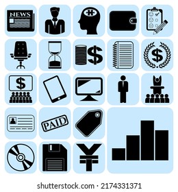 Set of 22 Business high quality icons. Flat design. 
