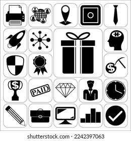 Set of 22 Business high quality icons or symbols. Detailed design. 