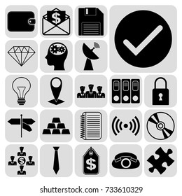 Set of 22 business high quality symbols. Collection. Detailed design. Vector Illustration.